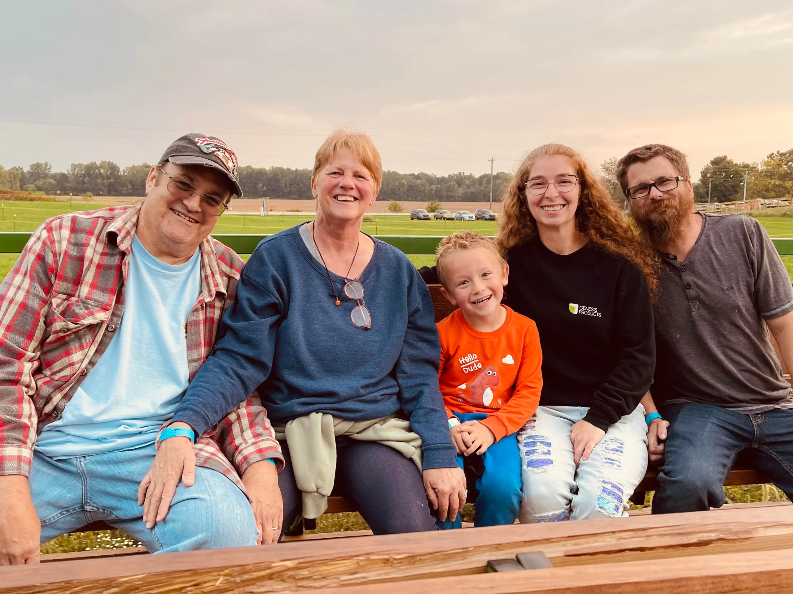 Multigenerational family on the hayride